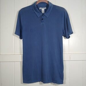 Outerknown Mens Supima Cotton Short Sleeve Polo Shirt Blue Small